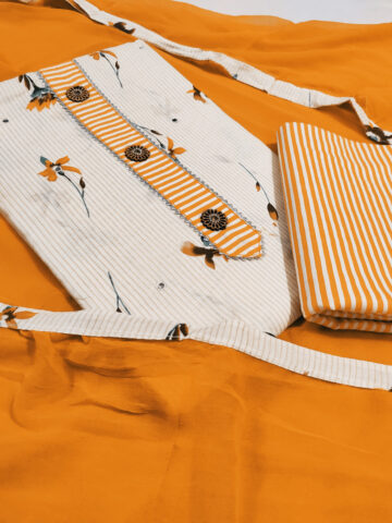 Shimti Cotton Blend Printed Salwar Suit Material () – Orange