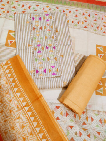 Shimti Cotton Blend Printed Salwar Suit Material – Yellow