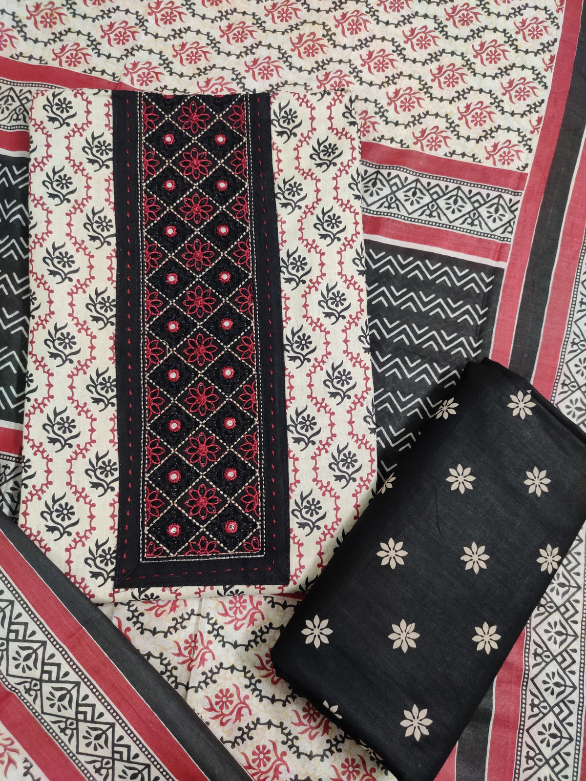 Shimti Cotton Embroidered Salwar Suit Material (Unstitched) – Multicolor – view 2