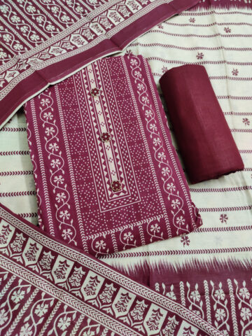 Shimti Cotton Salwar Suit Material (Unstitched) – Maroon