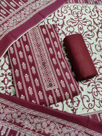 Shimti Cotton Salwar Suit Material (Unstitched) – Maroon