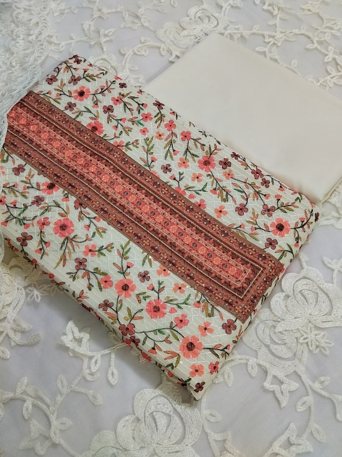 Shimti Georgette Embroidered, Floral Print Salwar Suit Material – Multicolor – view 2