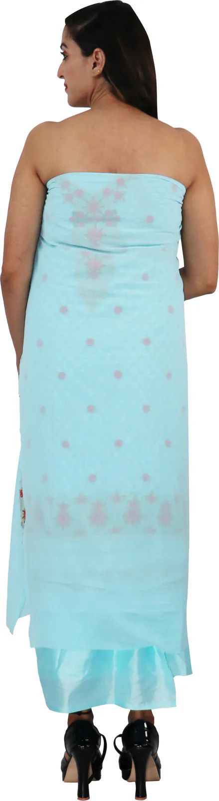 Shimti Georgette Embroidered Salwar Suit Material () – Light Blue, red – view 2