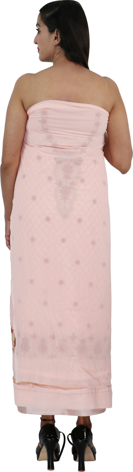Shimti Georgette Embroidered Salwar Suit Material – Peach, red – view 2