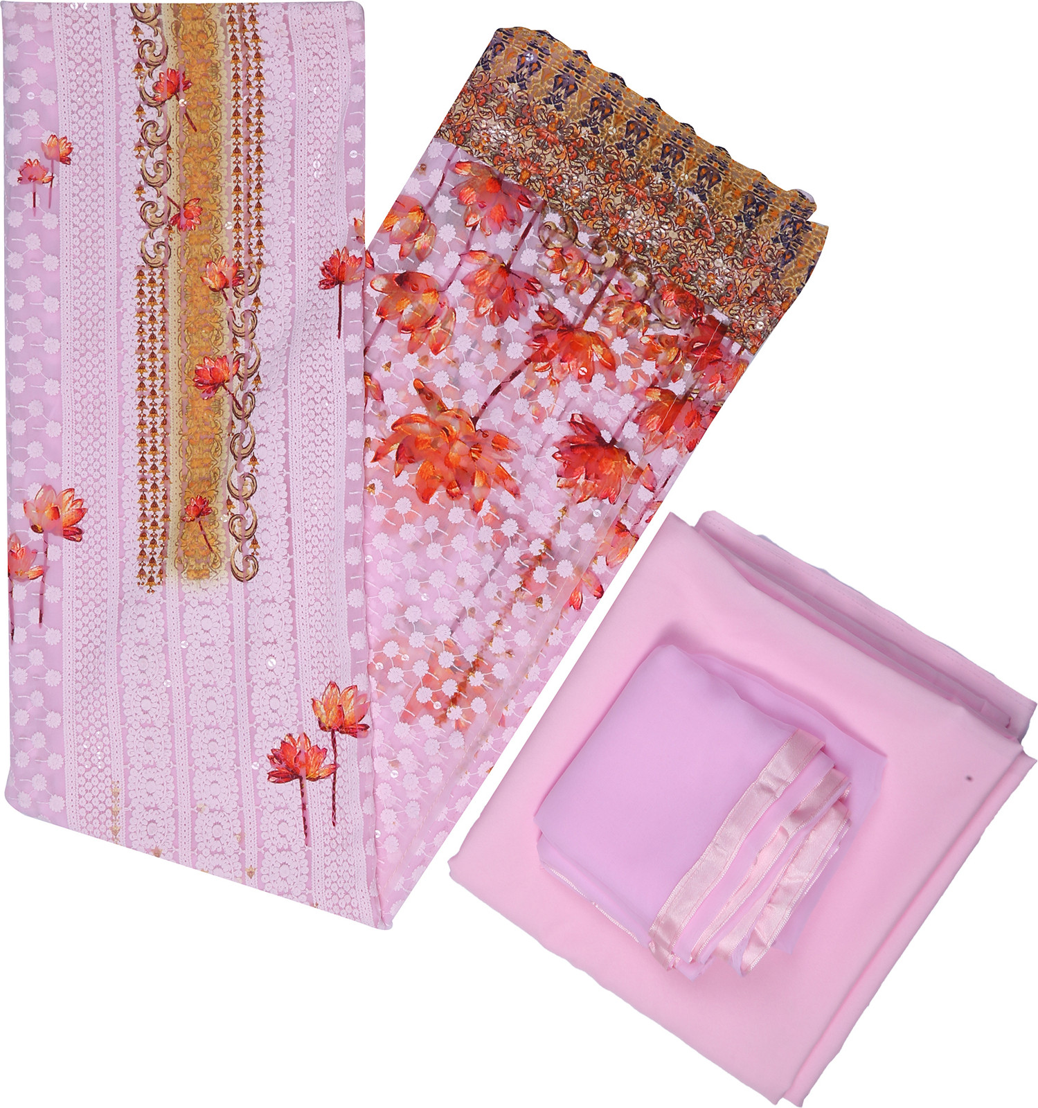 Shimti Georgette Embroidered Salwar Suit Material – Pink