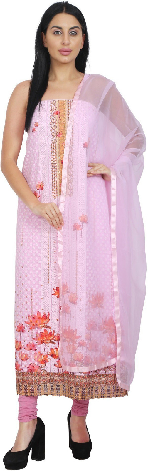 Shimti Georgette Embroidered Salwar Suit Material – Pink – view 2