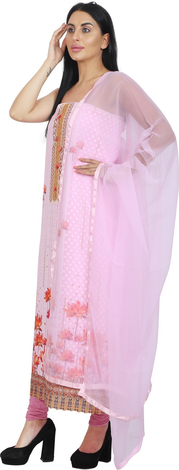Shimti Georgette Embroidered Salwar Suit Material – Pink – view 3