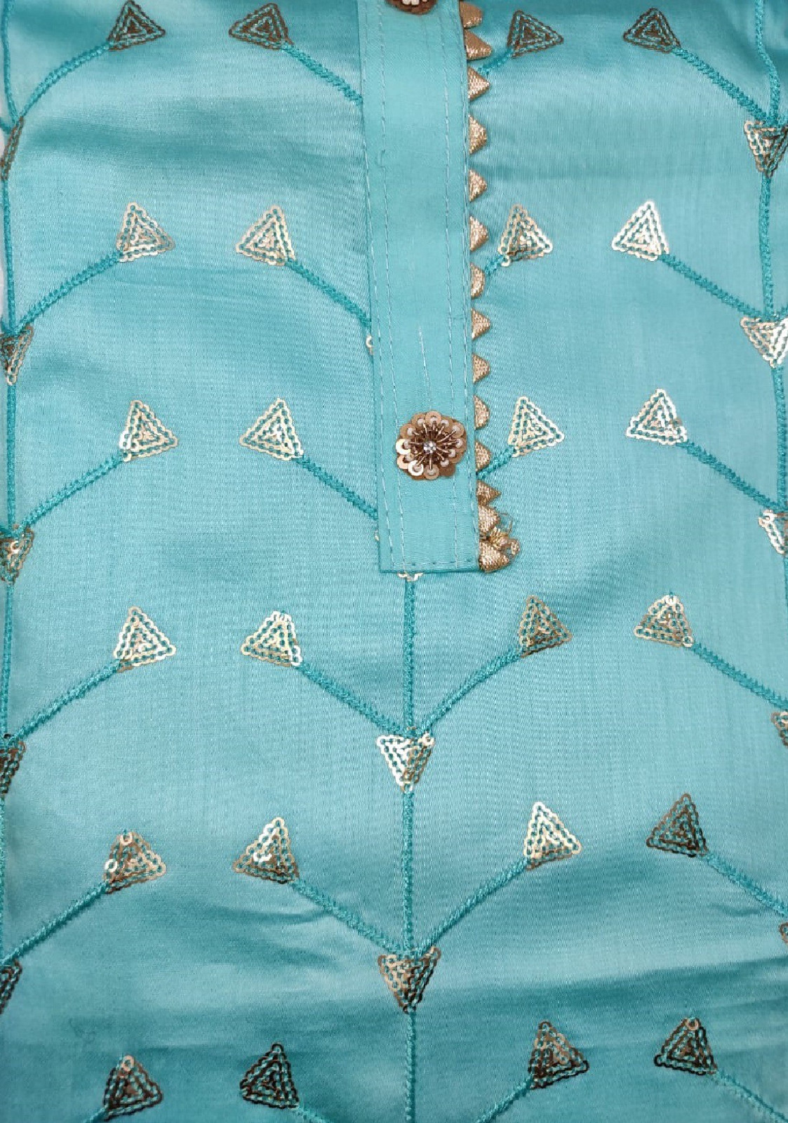 Shimti Polycotton Embellished Salwar Suit Material – Light Blue – view 3