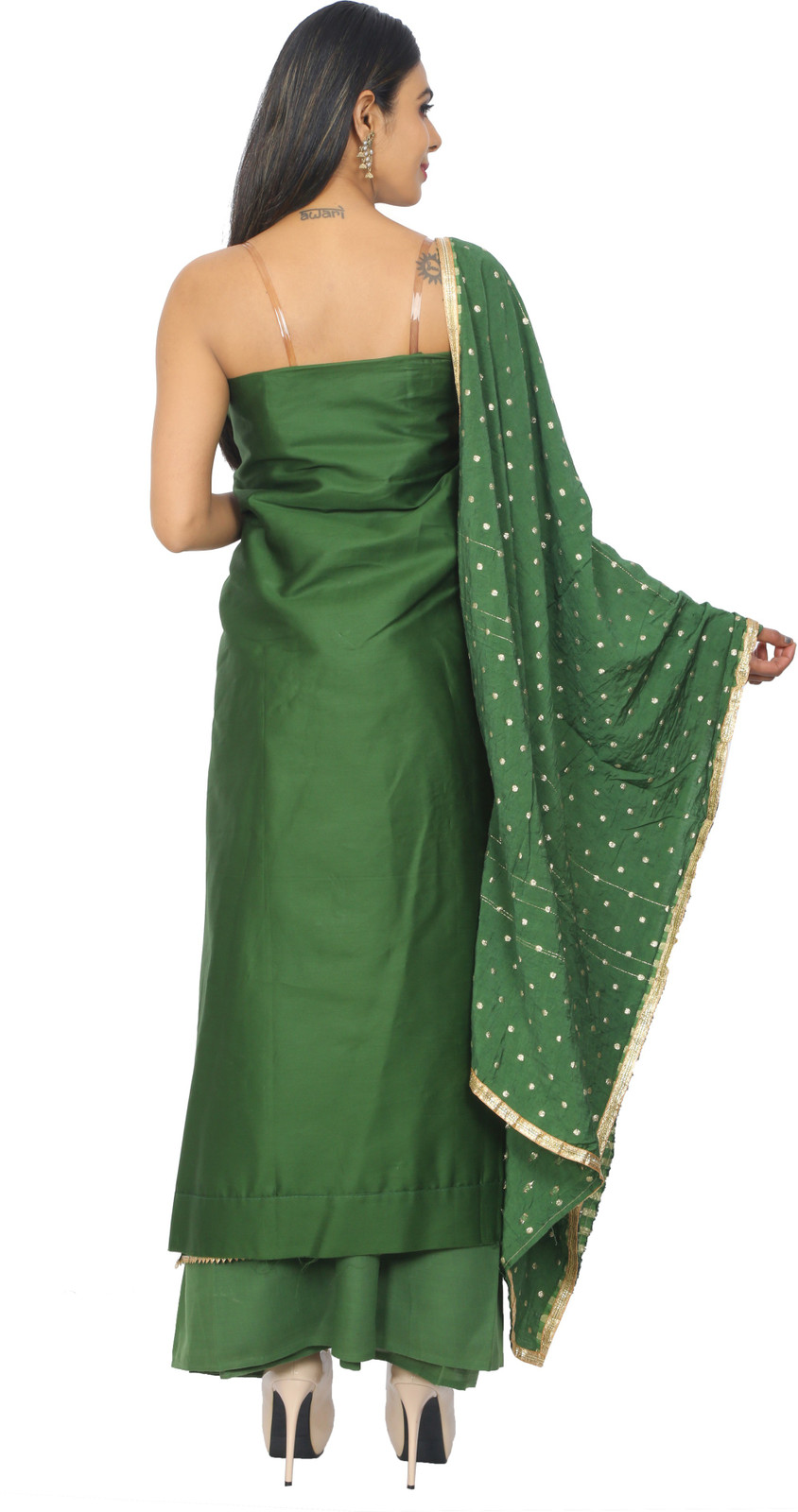Shimti Polycotton Embroidered, Embellished Salwar Suit Material – Green – view 2