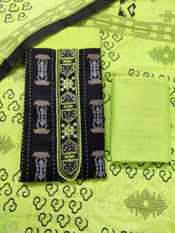 Shimti Polycotton Embroidered Salwar Suit Material – Black & Green