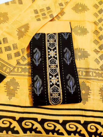 Shimti Polycotton Embroidered Salwar Suit Material – Black & Yellow
