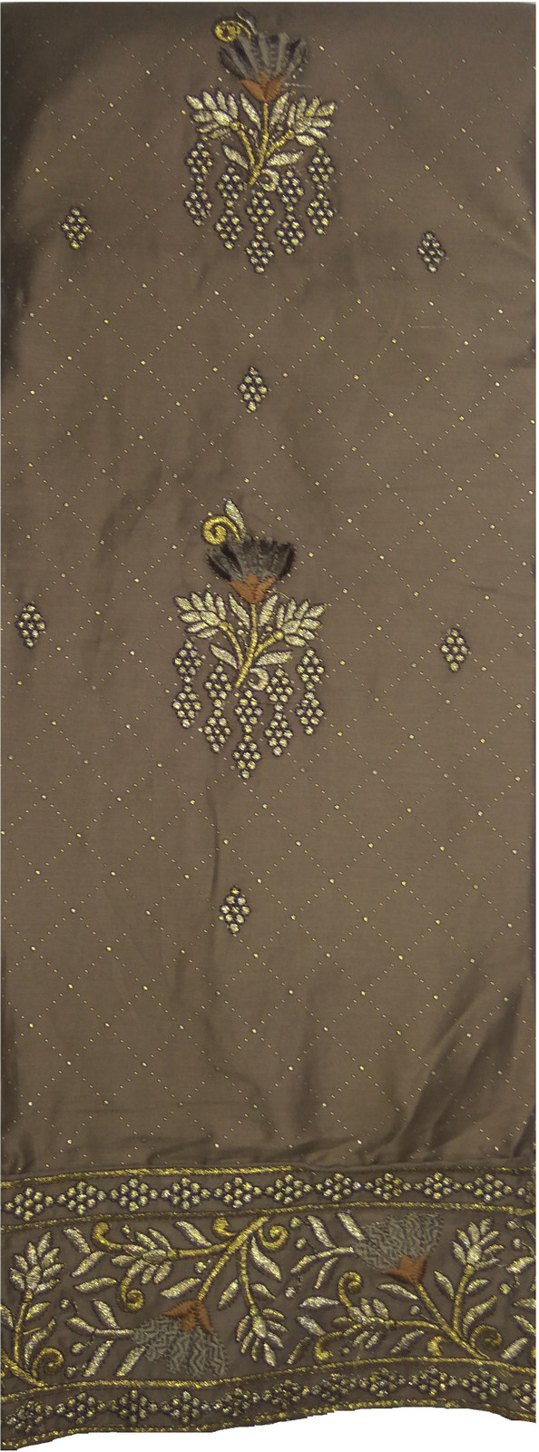 Shimti Polycotton Embroidered Salwar Suit Material – Brown – view 2