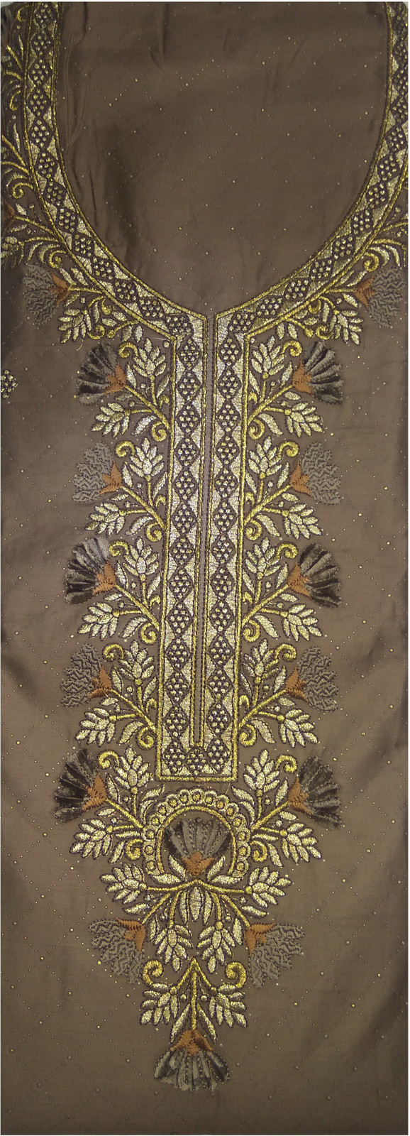 Shimti Polycotton Embroidered Salwar Suit Material – Brown – view 4