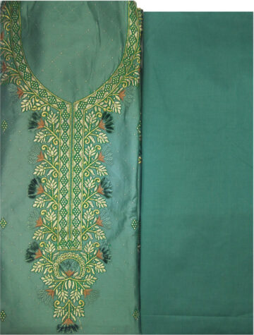 Shimti Polycotton Embroidered Salwar Suit Material () – Green