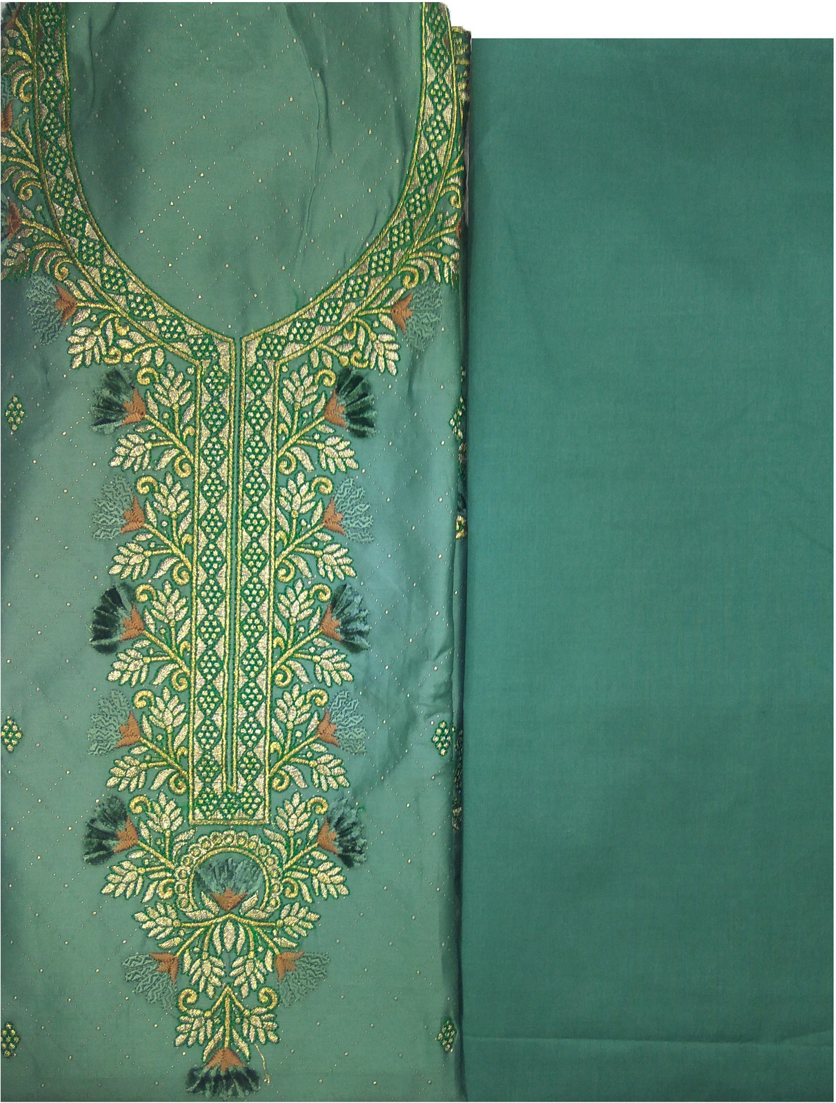 Shimti Polycotton Embroidered Salwar Suit Material () – Green