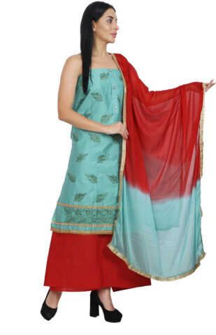 Shimti Polycotton Embroidered Salwar Suit Material () – Green