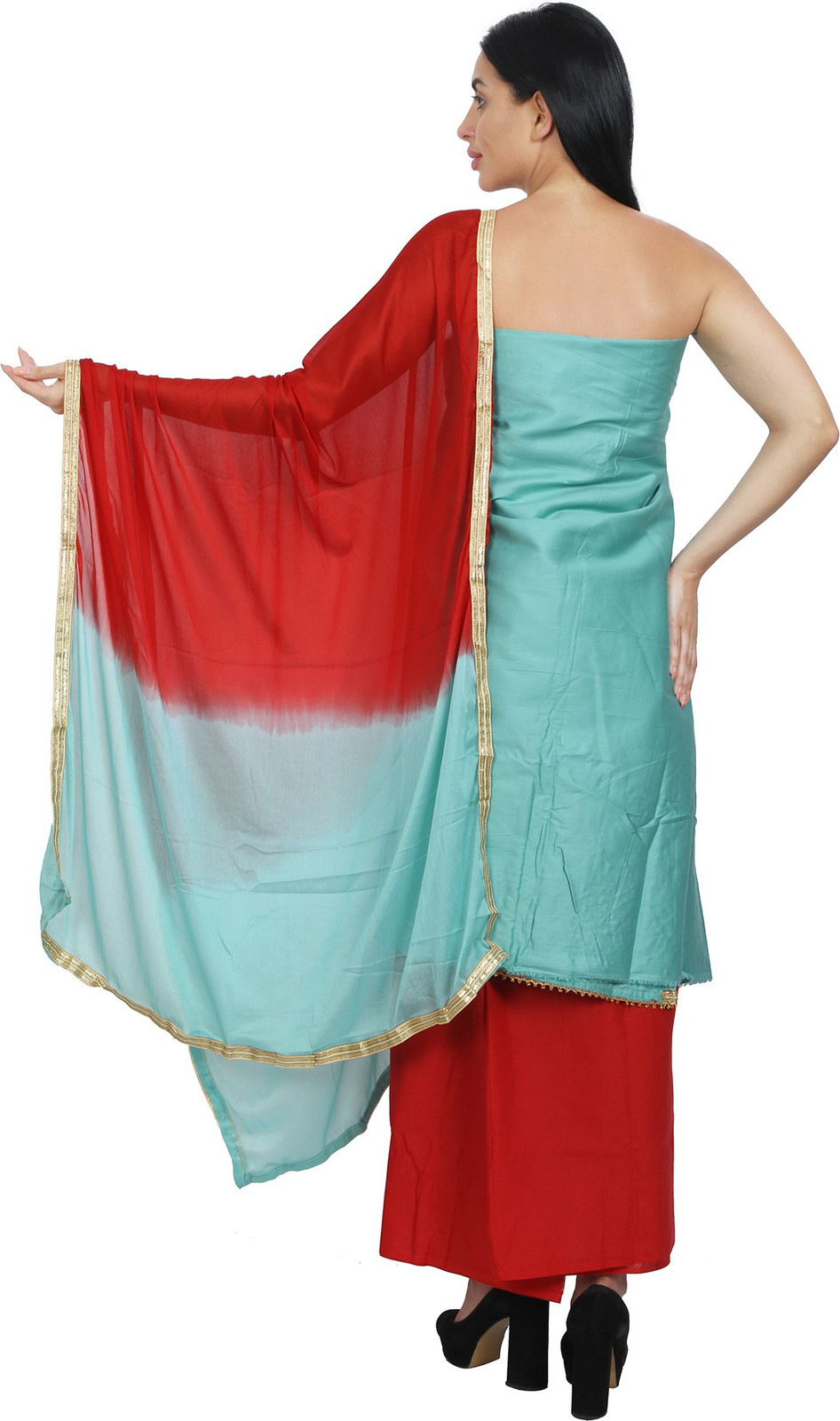 Shimti Polycotton Embroidered Salwar Suit Material () – Green – view 2