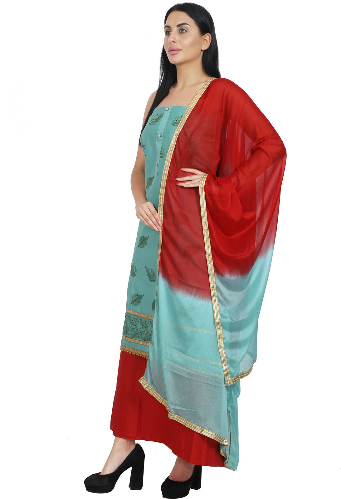 Shimti Polycotton Embroidered Salwar Suit Material () – Green – view 4