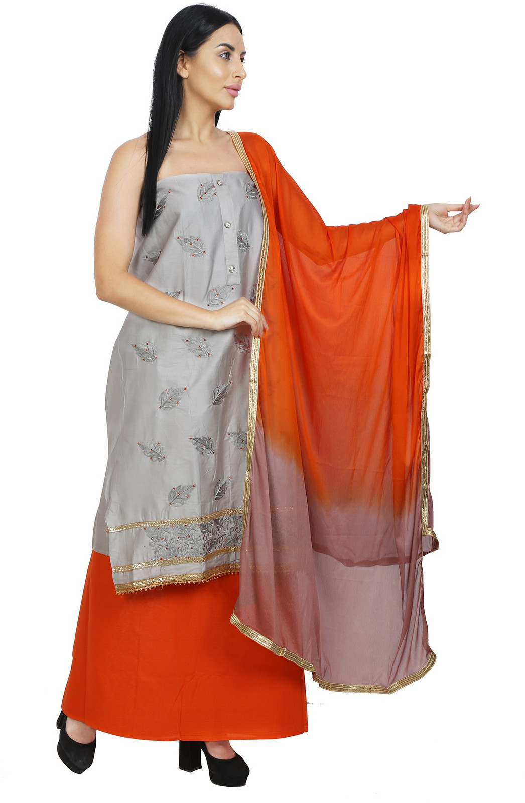 Shimti Polycotton Embroidered Salwar Suit Material () – Grey – view 3