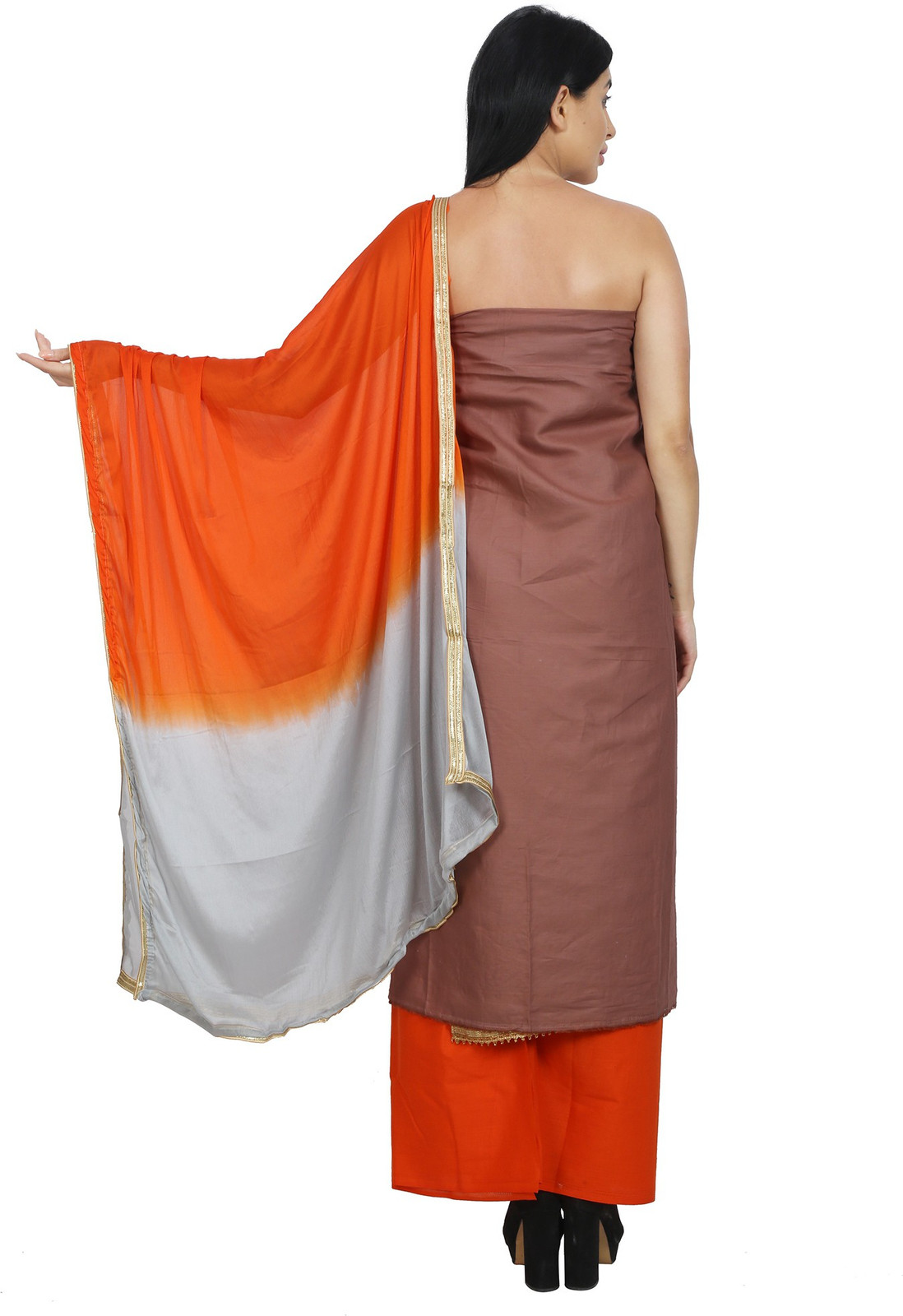 Shimti Polycotton Embroidered Salwar Suit Material () – Light Brown – view 2