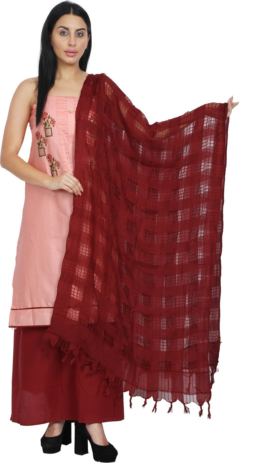 Shimti Polycotton Embroidered Salwar Suit Material – Pink – view 3