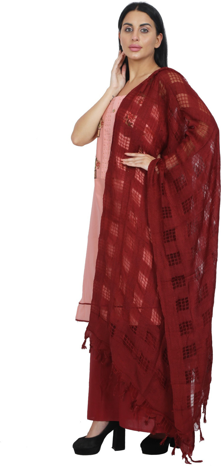 Shimti Polycotton Embroidered Salwar Suit Material – Pink – view 4