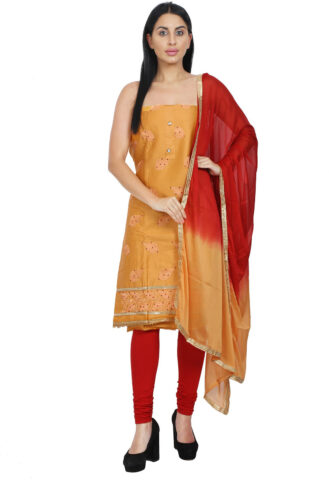 Shimti Polycotton Embroidered Salwar Suit Material () – Yellow