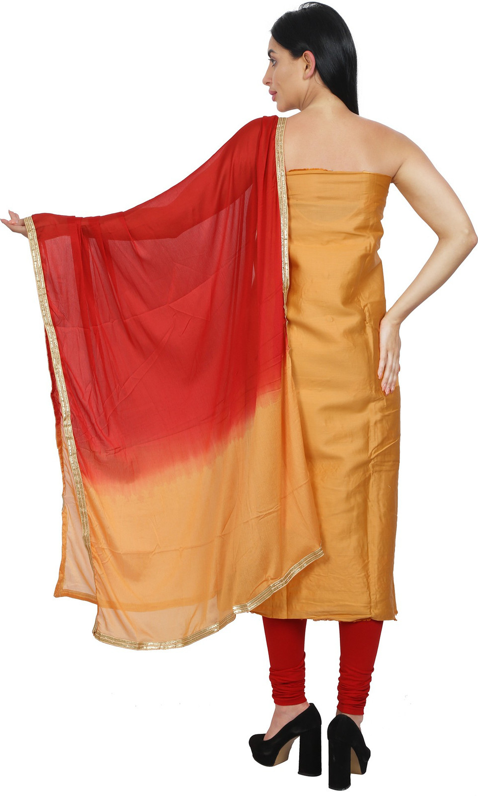 Shimti Polycotton Embroidered Salwar Suit Material () – Yellow – view 2