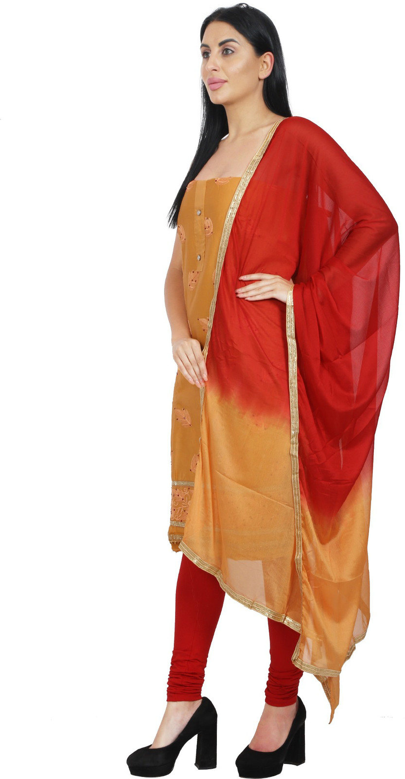 Shimti Polycotton Embroidered Salwar Suit Material () – Yellow – view 3
