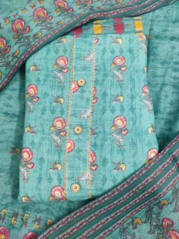 Shimti Polycotton Floral Print Salwar Suit Material – Green