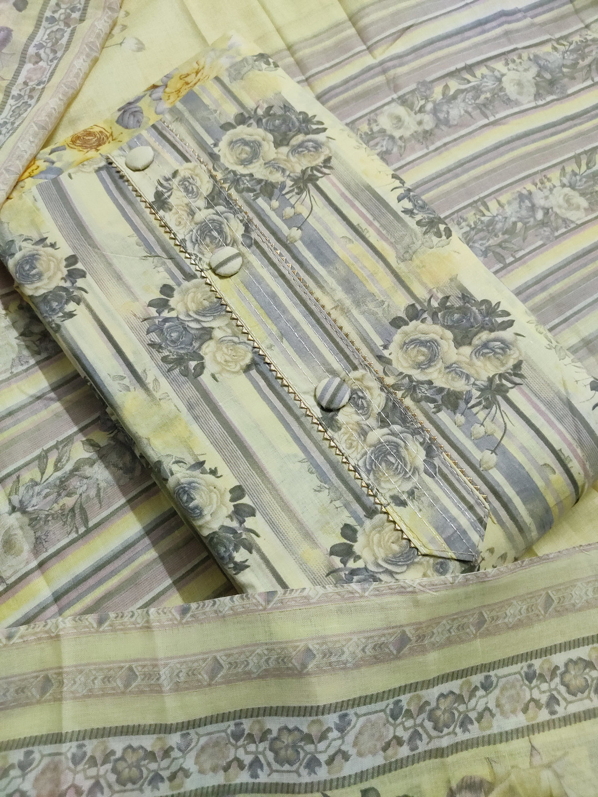 Shimti Polycotton Floral Print Salwar Suit Material – Lemon