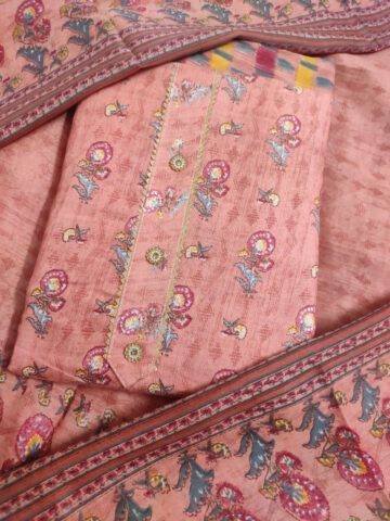 Shimti Polycotton Floral Print Salwar Suit Material () – Peach