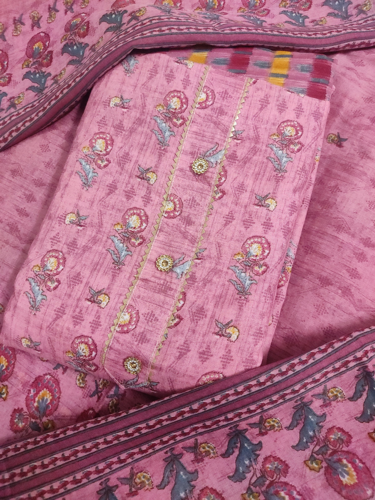 Shimti Polycotton Floral Print Salwar Suit Material – Pink