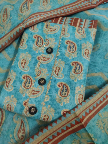 Shimti Polycotton Printed Kurta & Churidar Material – Light Blue