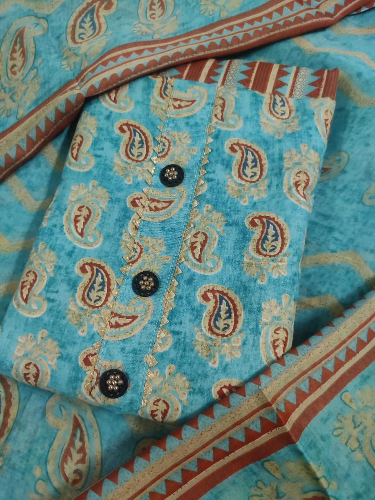 Shimti Polycotton Printed Kurta & Churidar Material – Light Blue
