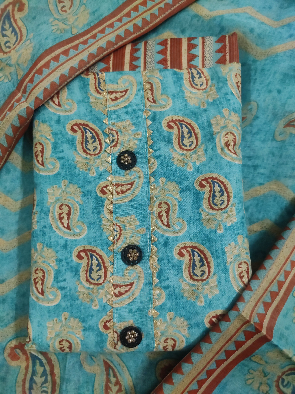 Shimti Polycotton Printed Kurta & Churidar Material – Light Blue – view 2