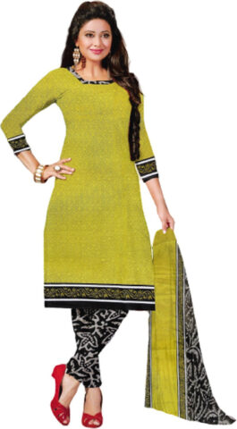 Shimti Polycotton Printed Kurta & Churidar Material – Light Green