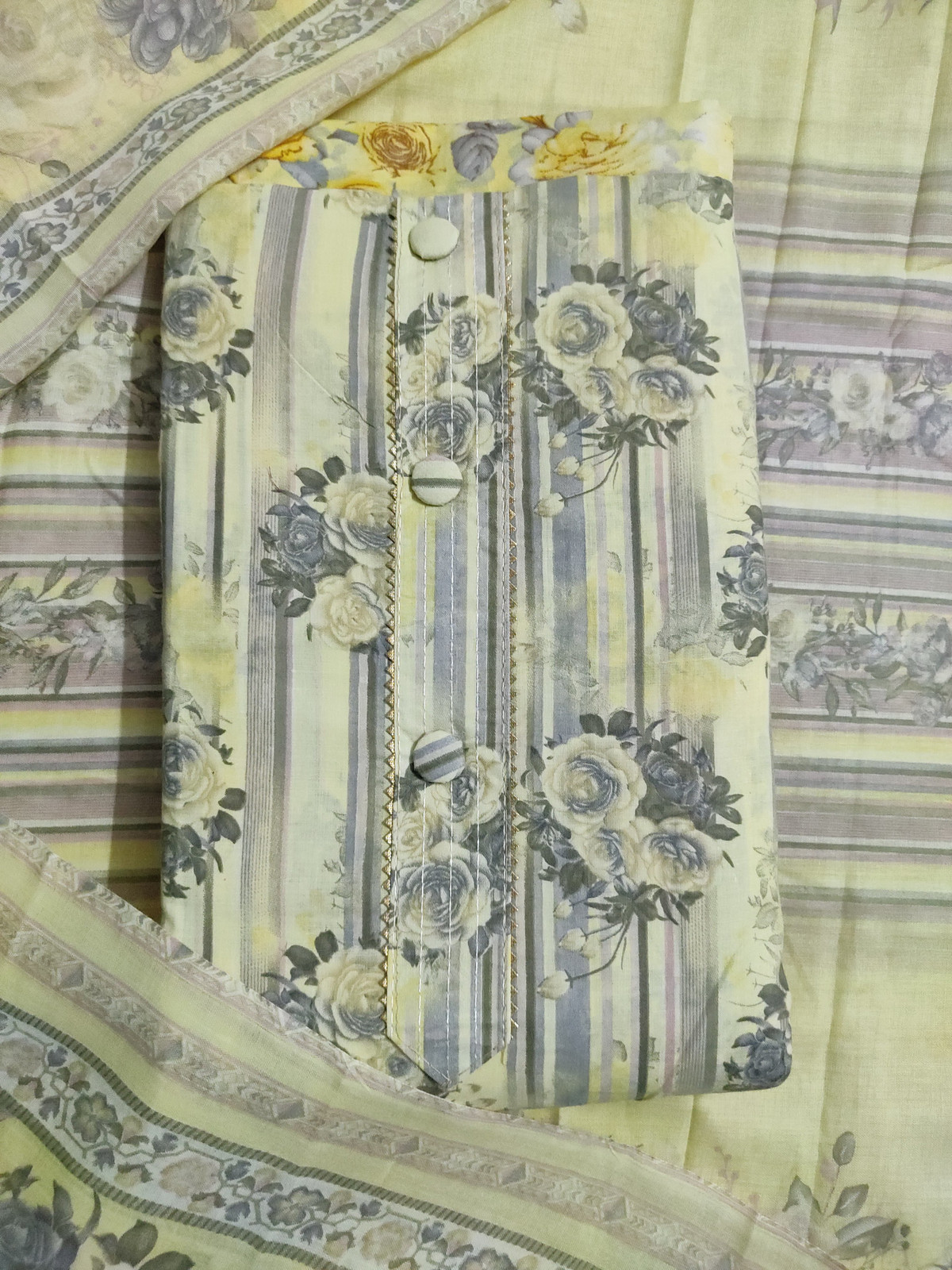 Shimti Polycotton Printed Salwar Suit Material – Lemon – view 2