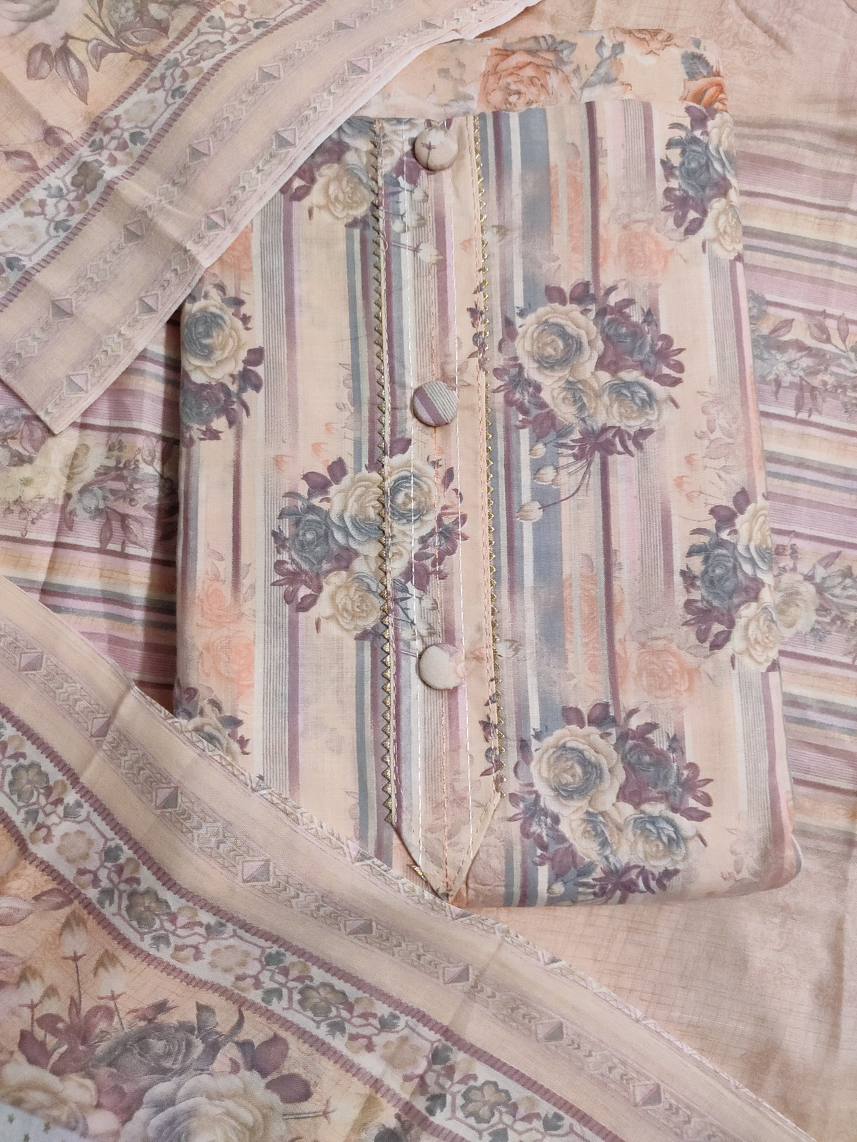 Shimti Polycotton Printed Salwar Suit Material () – Light Orange