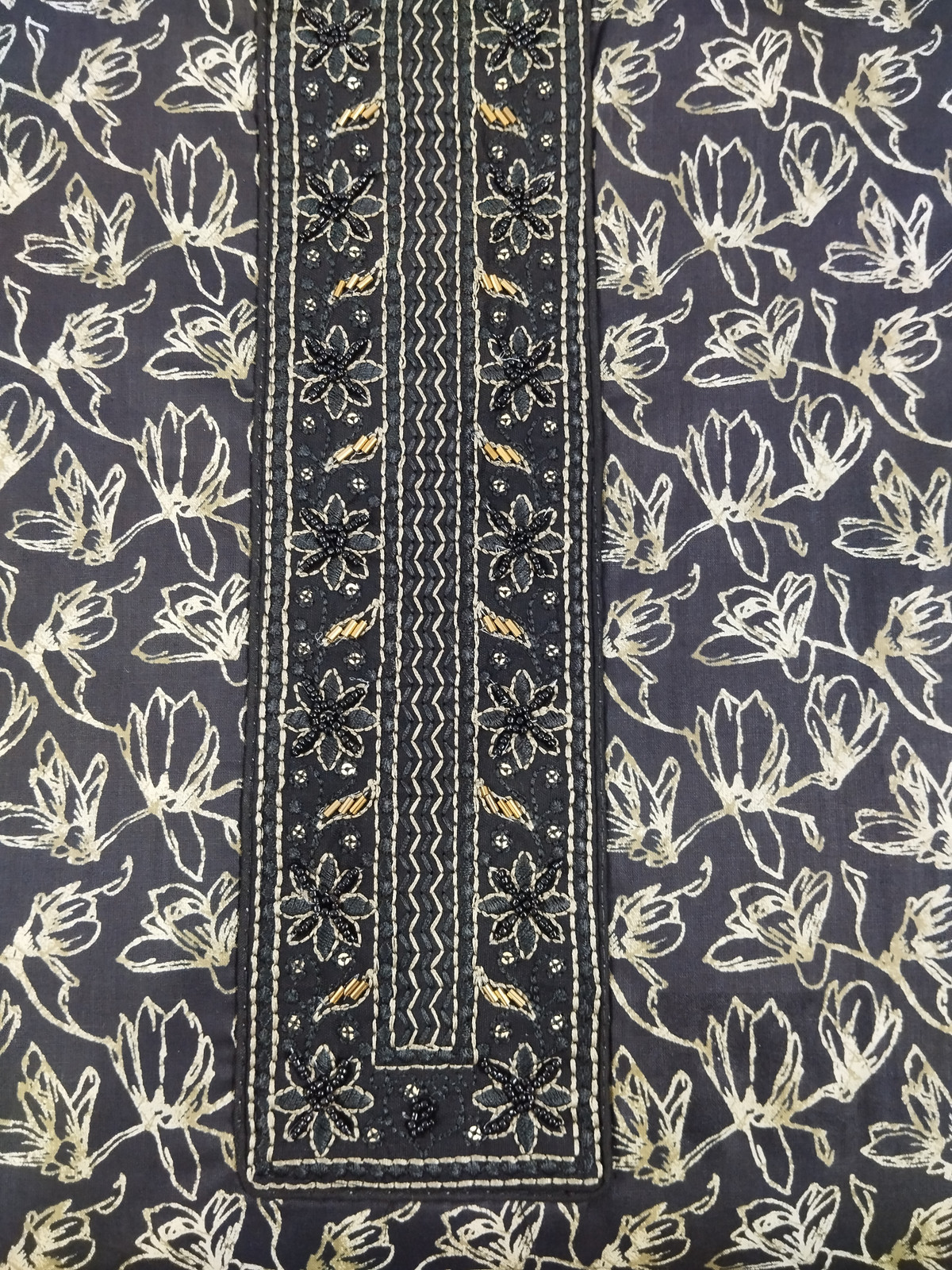 Shimti Pure Cotton Embroidered, Printed Salwar Suit Material – Black – view 4