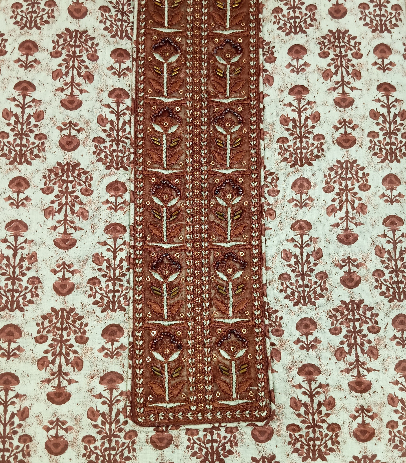 Shimti Pure Cotton Embroidered, Printed Salwar Suit Material () – Brown – view 5