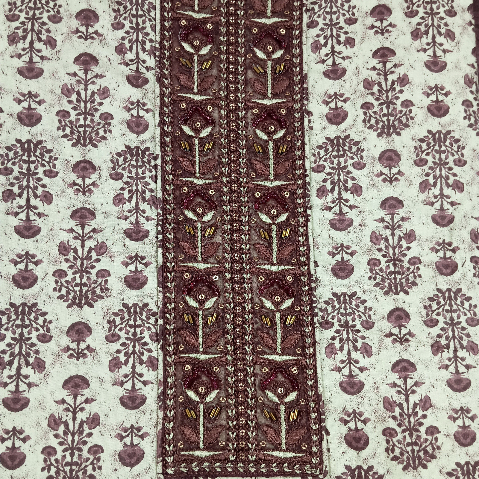 Shimti Pure Cotton Embroidered, Printed Salwar Suit Material () – Dark Brown – view 4