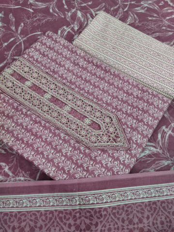 Shimti Pure Cotton Embroidered, Printed Salwar Suit Material – Mauve