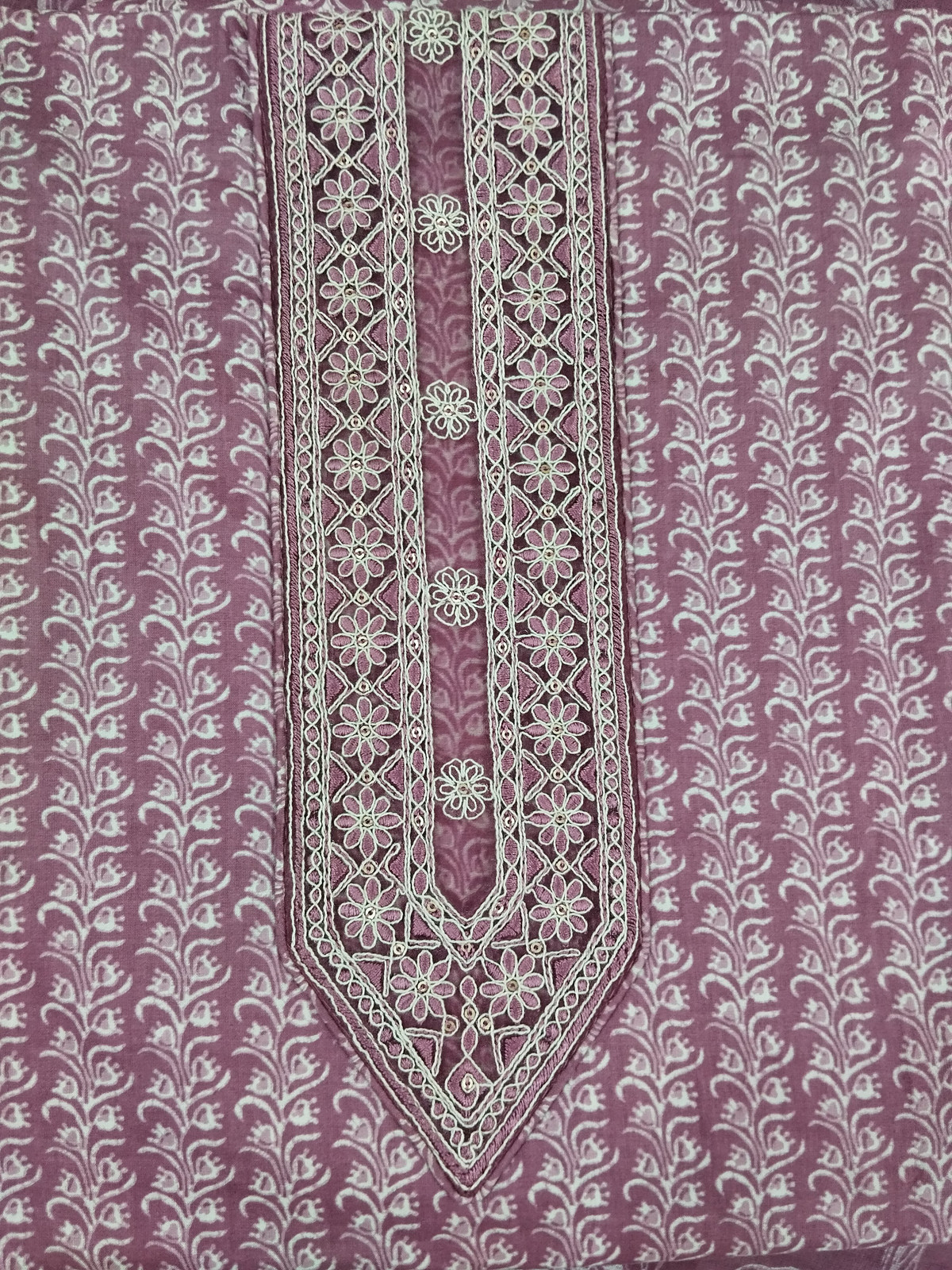 Shimti Pure Cotton Embroidered, Printed Salwar Suit Material – Mauve – view 5
