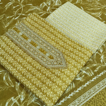 Shimti Pure Cotton Embroidered, Printed Salwar Suit Material – Mehandi-S