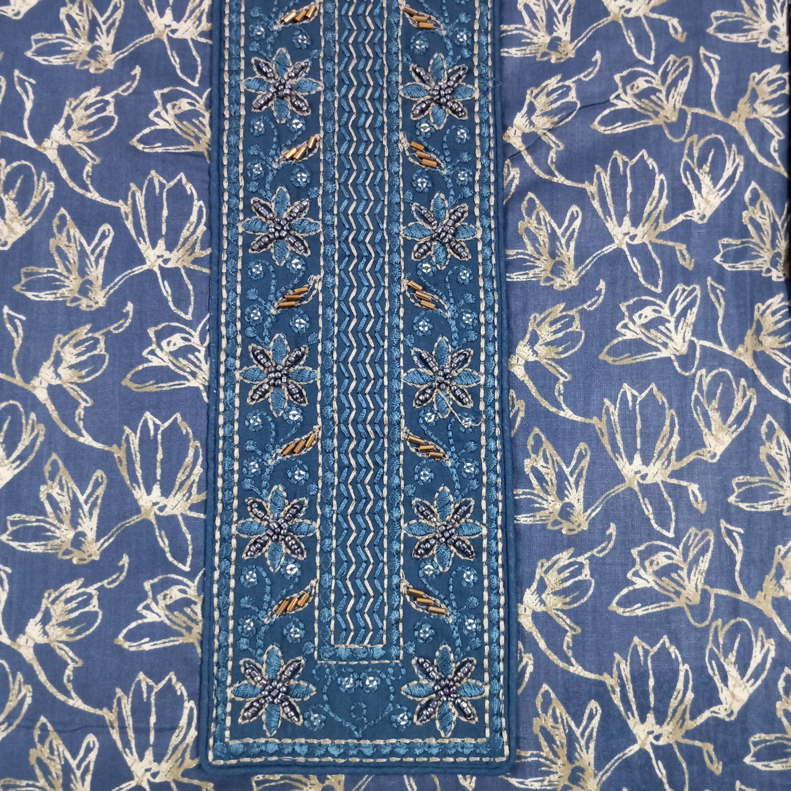 Shimti Pure Cotton Embroidered Salwar Suit Material () – Blue – view 5