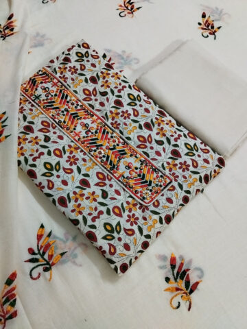 Shimti Pure Cotton Embroidered Salwar Suit Material () – Multicolor