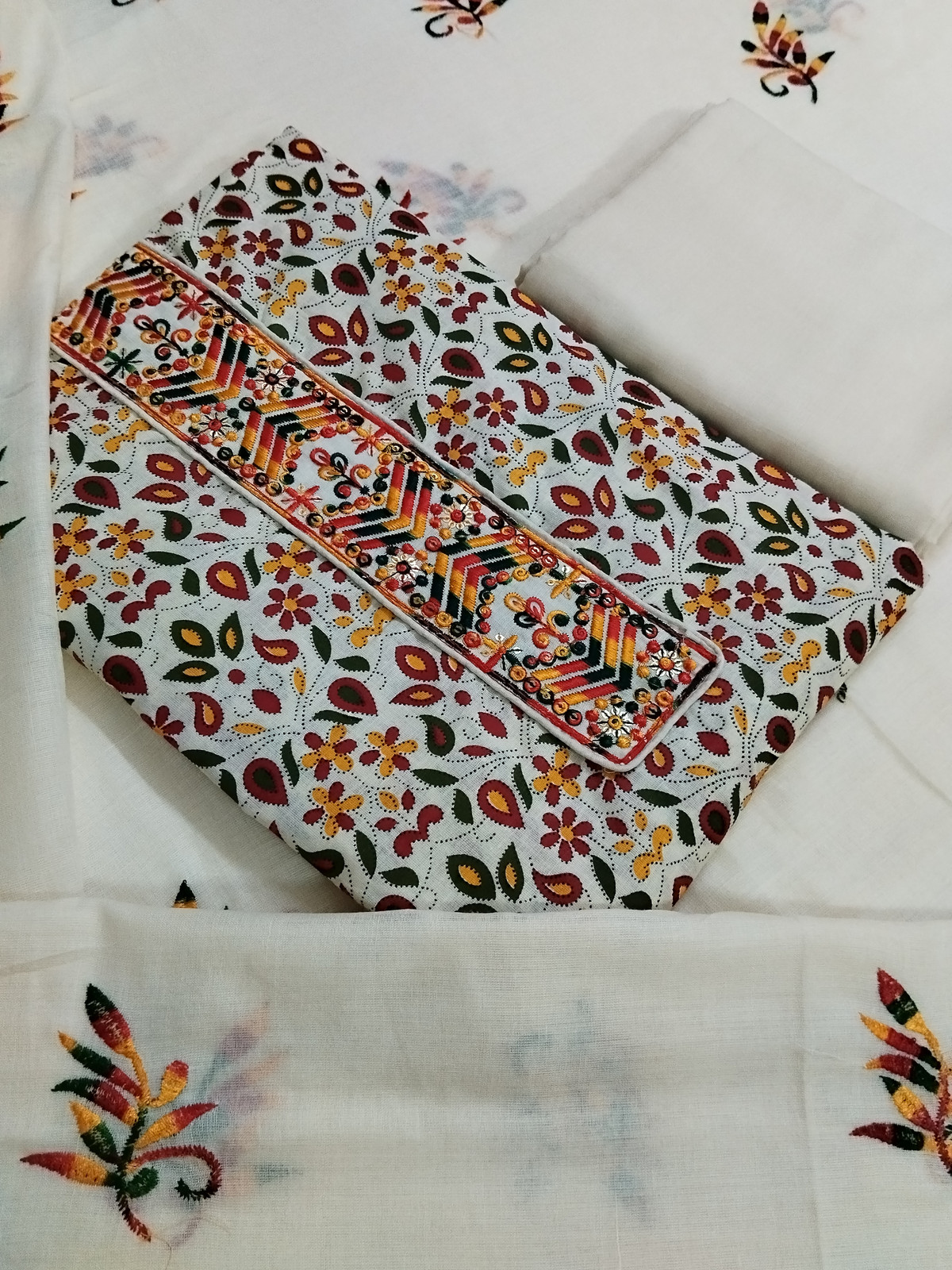 Shimti Pure Cotton Embroidered Salwar Suit Material () – Multicolor – view 2