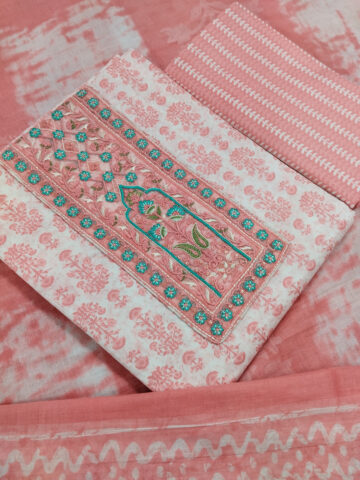 Shimti Pure Cotton Embroidered Salwar Suit Material – Pink