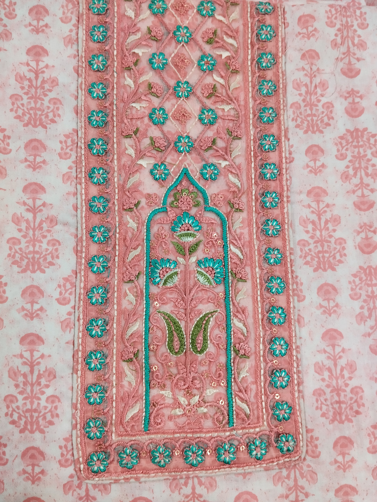 Shimti Pure Cotton Embroidered Salwar Suit Material – Pink – view 4